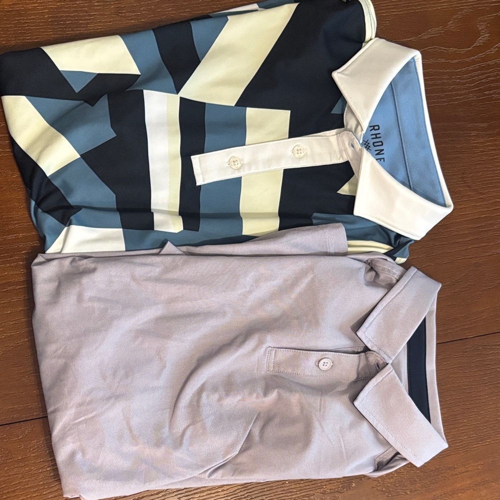 RHONE Navy Geometric & Lavender Polo Duo